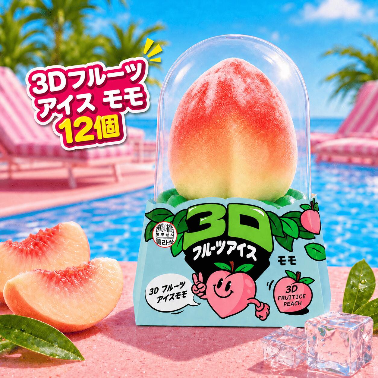 【JB sweets parlor】3Dフルーツアイス モモ12個セット フルーツアイス　冷凍スイーツ アイス ギフト お取り寄せスイーツ プレゼント 夏ギフト フルーツ SNS映 アイス