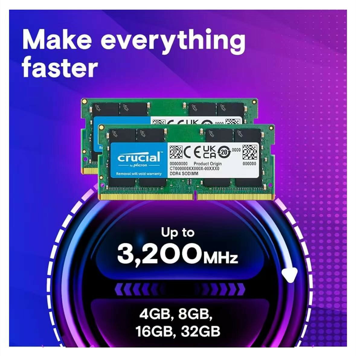 Rakuten - Crucial 64GB Kit(32GBx2)DDR4 3200 MT/s(PC4-25600)CL22 DR x8 SODIMM 260pin CT2K32G4SFD832A