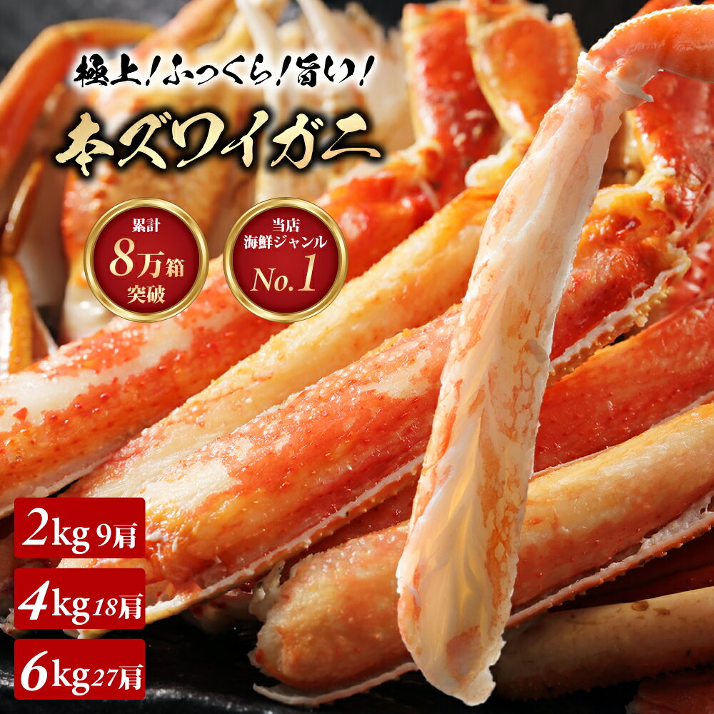 【北海道の匠】 ズワイガニ ずわい蟹 かに カニ 蟹 訳有り 2kg (2~4人分) 18肩 9杯 冷凍 かに鍋 カニ鍋 カニしゃぶ ボイル お正月 お歳暮 プレゼント 4kg (4~8人分) 6kg (8~12人分)のサムネイル