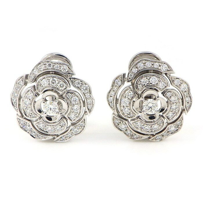 シャネル CHANEL イヤリング兼ピアス カメリア J12072 2way パヴェ 70ポイント ダイヤモンド 計0.77ct K18WG 【中古】のサムネイル