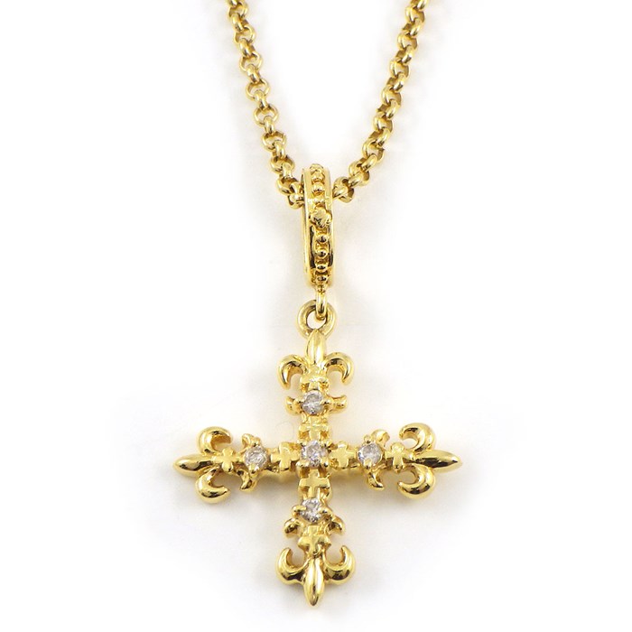 アーカー AHKAH ネックレス リリー クロス リーフ 5ポイント ダイヤモンド 0.10ct K18YG 【中古】のサムネイル