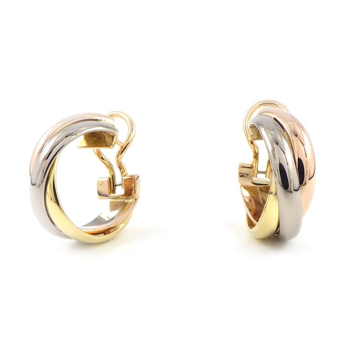 カルティエ Cartier ピアス クリップ フープ トリニティ スリーカラー K18PG K18W ...