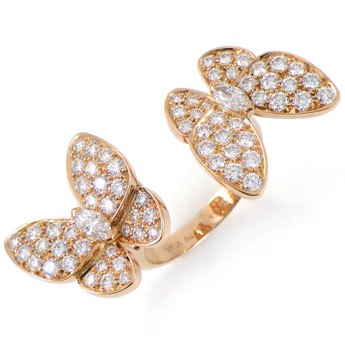 【P2倍＆2％OFFクーポン配布中】 ヴァンクリーフ＆アーペル Van Cleef & Arpels リング ドゥ パピヨン アントレ レ ドア ファウナ パヴェ ダイヤモンド 計1.67ct K18PG 12.5号 / #53 【箱・保付き】 【中古】のサムネイル