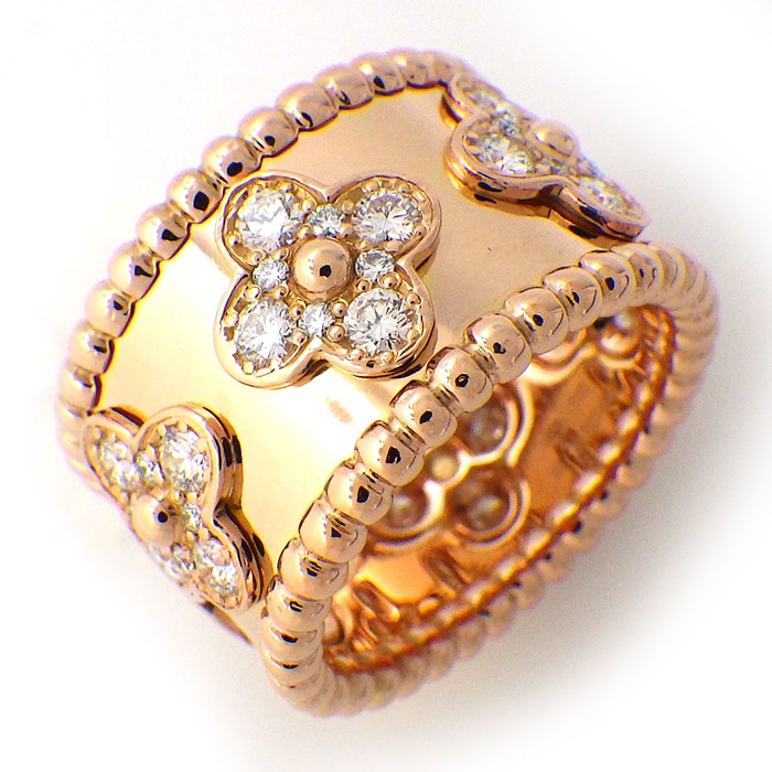 ヴァンクリーフ＆アーペル Van Cleef & Arpels リング ペルレ クローバー 48ポイント ダイヤモンド K18PG 10.5号 / #50 【中古】のサムネイル