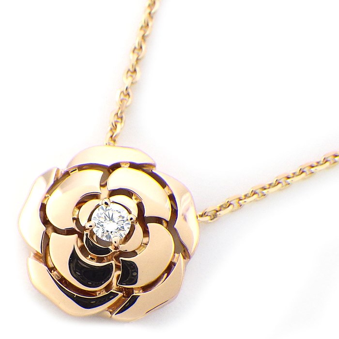 【2%OFFクーポン★ポイント2倍】 シャネル CHANEL ネックレス カメリア J11660 1ポイント ダイヤモンド 約0.05ct K18PG 【箱・保付き】 【中古】のサムネイル