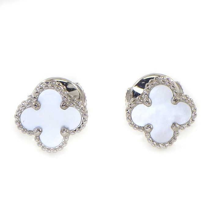 【5日限定P3倍★最大3万円OFFクーポン配布中】 ヴァンクリーフ＆アーペル Van Cleef & Arpels ピアス スウィートアルハンブラ VCARG12000 ホワイト シェル K18WG 白 【中古】のサムネイル