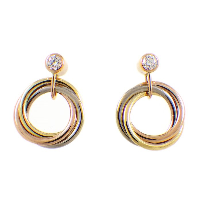 カルティエ Cartier ピアス トリニティ B8043200 サークル スリーカラー 2ポイント ダイヤモンド 0.08ct/0.08ct K18PG K18WG K18YG 【箱・保付き】 【中古】のサムネイル