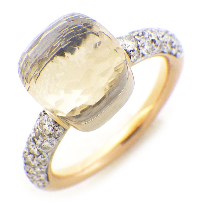 ポメラート Pomellato リング ヌード プチ PAB7040_O6WHR_DB0TB スクエア ハーフ サークル パヴェ ダイヤモンド 計約0.5ct ホワイト トパーズ 6.5ct K18PG 白 10号 / #50 【箱・保付き】 【中古】のサムネイル