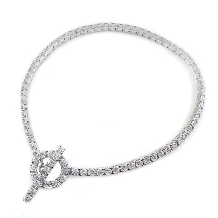エルメス HERMES ブレスレット フィネス トグルクラスプ モチーフ フル ダイヤモンド 2.48ct K18WG 【箱・保付き】 【中古】のサムネイル
