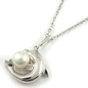 ミキモト MIKIMOTO ネックレス イルカ ドルフィン ボール モチーフ パール 5.8mm珠 K18WG 【中古】