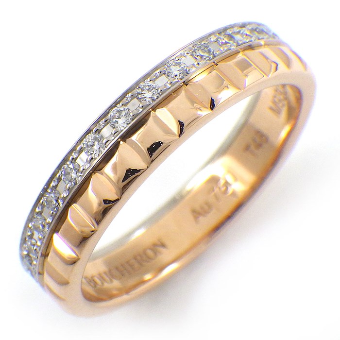 ブシュロン BOUCHERON リング キャトル ラディアント エディション クル ド パリ ハーフ JAL00280 フルサークル 32ポイント ダイヤモンド 約0.23ct K18WG K18PG 8号 / #48 【中古】のサムネイル