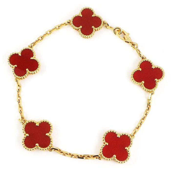 ヴァンクリーフ＆アーペル Van Cleef & Arpels ブレスレット ヴィンテージ アルハンブラ 5モチーフ VCARD35500 カーネリアン K18YG 【中古】のサムネイル