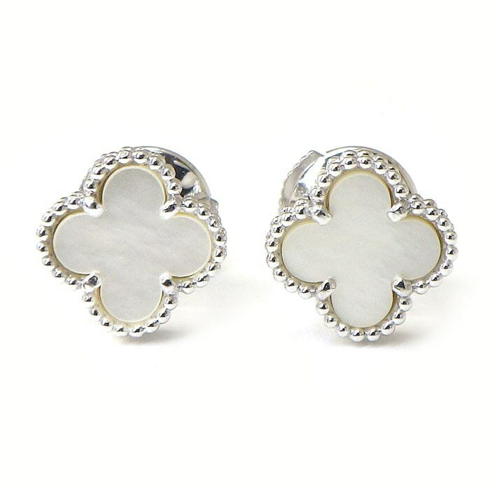 ヴァンクリーフ＆アーペル Van Cleef & Arpels ピアス スウィート アルハンブラ VCARG12000 ホワイト シェル K18WG 白 【箱・保付き】 【中古】のサムネイル