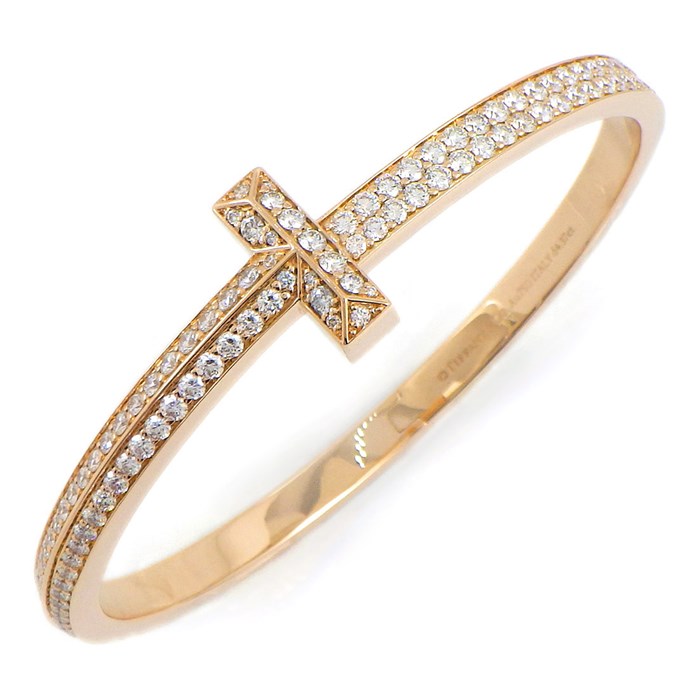 ティファニー Tiffany & Co. ブレスレット T ワン ワイド ヒンジ バングル 68127319 フル パヴェ ダイヤモンド 4.37ct K18PG / #L 【中古】のサムネイル