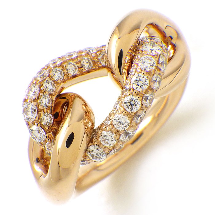 ポメラート Pomellato リング カテネ PAC1011_O7000_DB000 チェーンモチーフ パヴェ 56ポイント ダイヤモンド 1.10ct K18PG 15号 / #55 【中古】のサムネイル