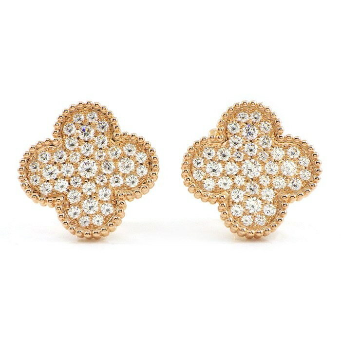 ヴァンクリーフ＆アーペル Van Cleef & Arpels クリップ ピアス マジック アルハンブラ パヴェ 74ポイント ダイヤモンド 計2.14ct K18PG 【箱・保付き】 【中古】のサムネイル