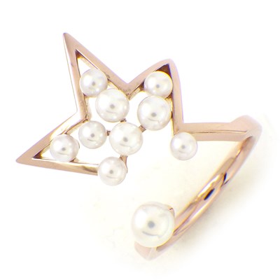 タサキ 田崎真珠 TASAKI リング アブストラクト スター RC-4604-18KSG ホワイト パール 2.5-4.5mm珠 サクラゴールド SAKURAGOLD 18SG K18PG 白 12号 【中古】のサムネイル