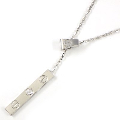 【P2倍＆2％OFFクーポン配布中】 カルティエ Cartier ネックレス ラブ ビス プレート Yシェイプ 1ポイント ダイヤモンド K18WG 【中古】