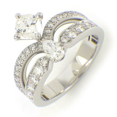 ショーメ Chaumet リング ジョセフィーヌ エクラ フローラル J3MG00 クッションカット ダイヤモンド 0.53ct(F/VVS2) 1ポイント ペアシェイプ パヴェ ダイヤモンド PT950 8号 【箱・保付き】 【中古】のサムネイル