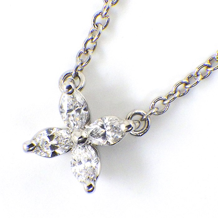 ティファニー Tiffany & Co. ネックレス ビクトリア ミニ 4ポイント マーキスカット ダイヤモンド PT950 【中古】のサムネイル