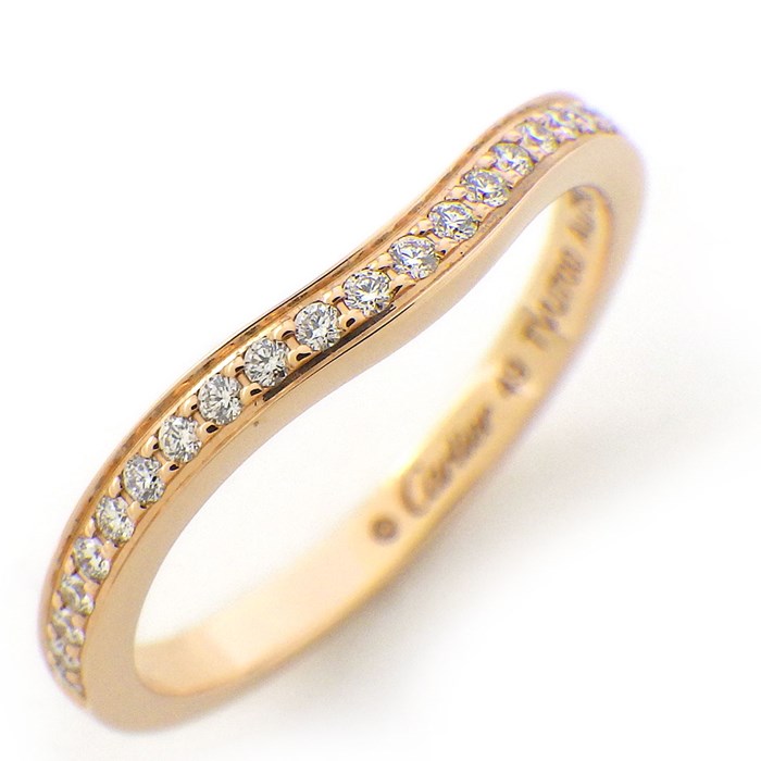 【最大3万円OFFクーポン＆P2倍】 カルティエ Cartier リング バレリーナ ウェディング バンド B4098700 カーブ ウェーブ ハーフ エタニティ ダイヤモンド K18PG 9号 / #49 【中古】のサムネイル