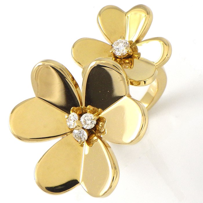 ヴァンクリーフ＆アーペル Van Cleef & Arpels リング フリヴォル アントレ レ ドア VCARB67600 フラワーモチーフ 4ポイント ダイヤモンド 0.24ct K18YG 12号 / #51 【箱・保付き】 【中古】のサムネイル