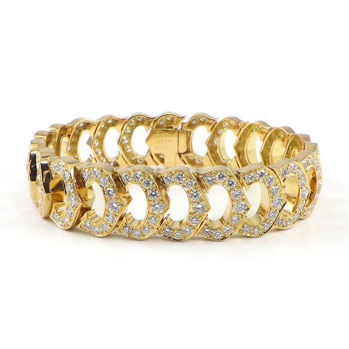 【10日限定★対象品3％OFFクーポン＆P3倍】 カルティエ Cartier ブレスレット C ドゥ カルティエ C2 2C フル パヴェ ダイヤモンド K18YG 【中古】