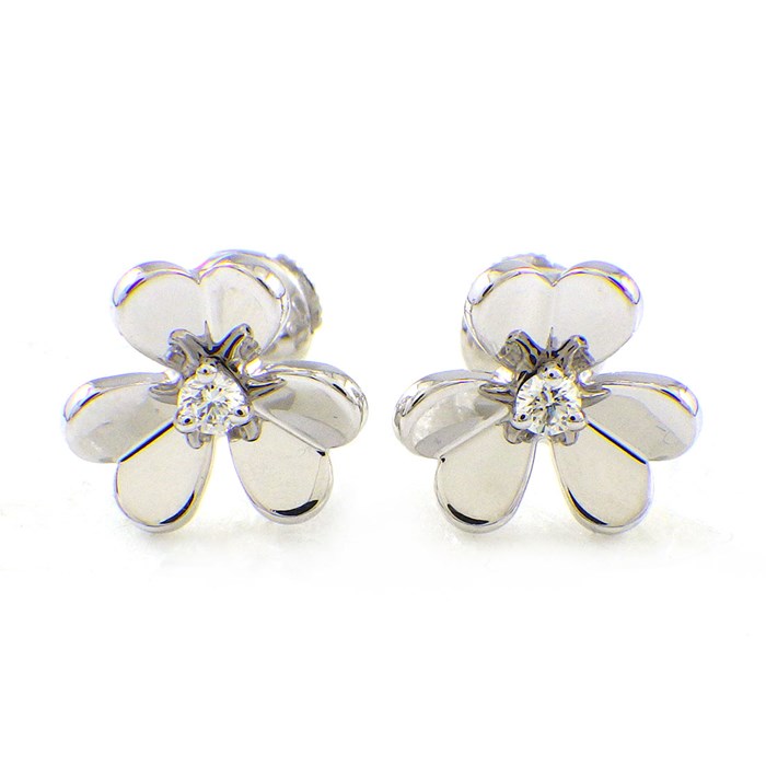 【最大3000円OFFクーポン配布中】 ヴァンクリーフ＆アーペル Van Cleef & Arpels ピアス フリヴォル ミニモデル VCARP0J600 フラワーモチーフ 2ポイント ダイヤモンド 計0.10ct K18WG 【中古】のサムネイル