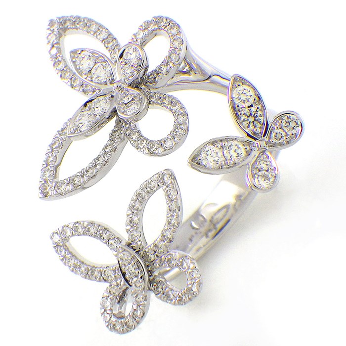 グラフ Graff GRAFF リング トリプル バタフライ シルエット RGR790 ダイヤモンド 0.45ct K18WG 9号 【中古】のサムネイル
