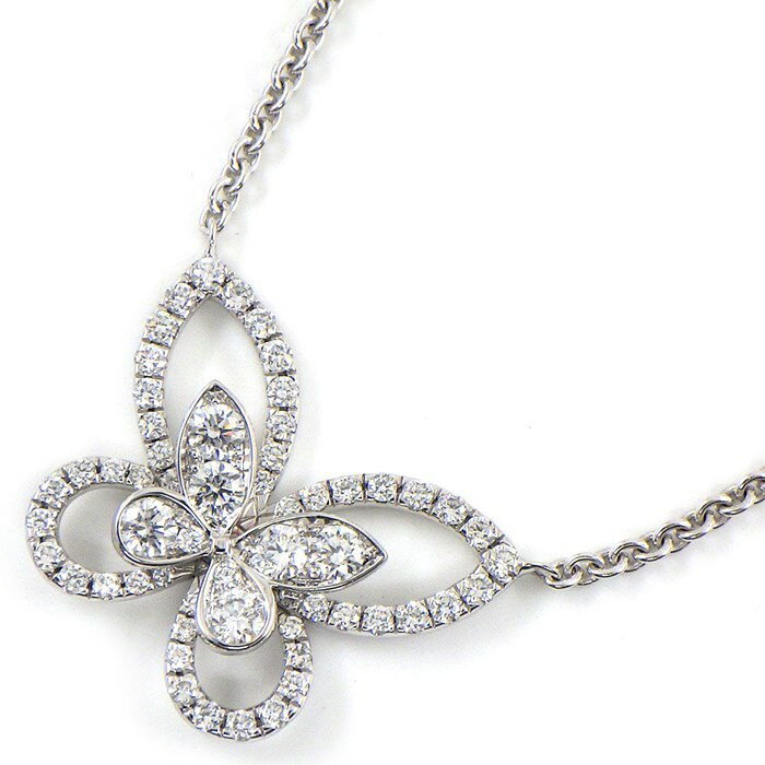 【最大3万円OFF★サマーセール＆10日限定P3倍】 グラフ Graff GRAFF ネックレス バタフライ シルエット RGP393 ダイヤモンド 0.55ct K18WG 【中古】のサムネイル