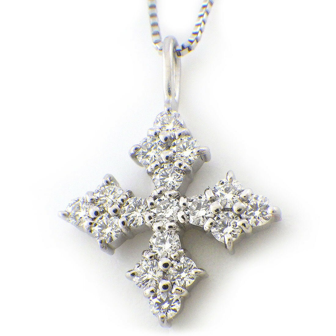 【ダイヤモンド】 ネックレス クロスモチーフ パヴェ ダイヤモンド 計0.30ct PT900 PT850 【中古】