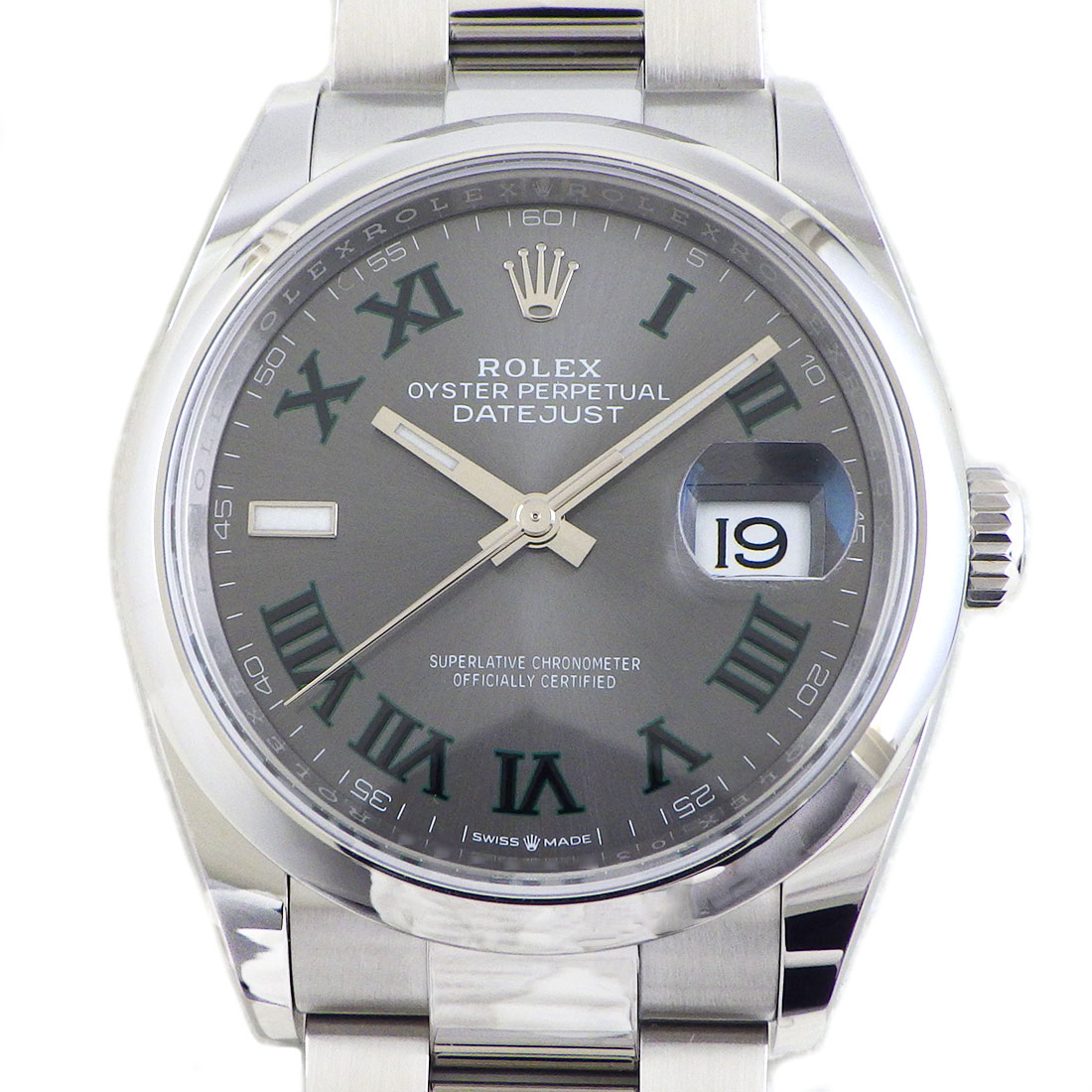 【最大3万円OFFクーポン★6月1日より利用可】 ロレックス Rolex 腕時計 デイトジャスト 36 126200 カレンダー ルーレット刻印 ローマ数字 インデックス サンレイ グレー 文字盤 オイスタースチール SS 自動巻き 【中古】