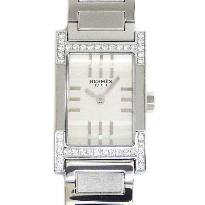 エルメス HERMES 腕時計 タンデム TA1.230 ダイヤベゼル シルバー文字盤 SS クオーツアナログ 【中古】