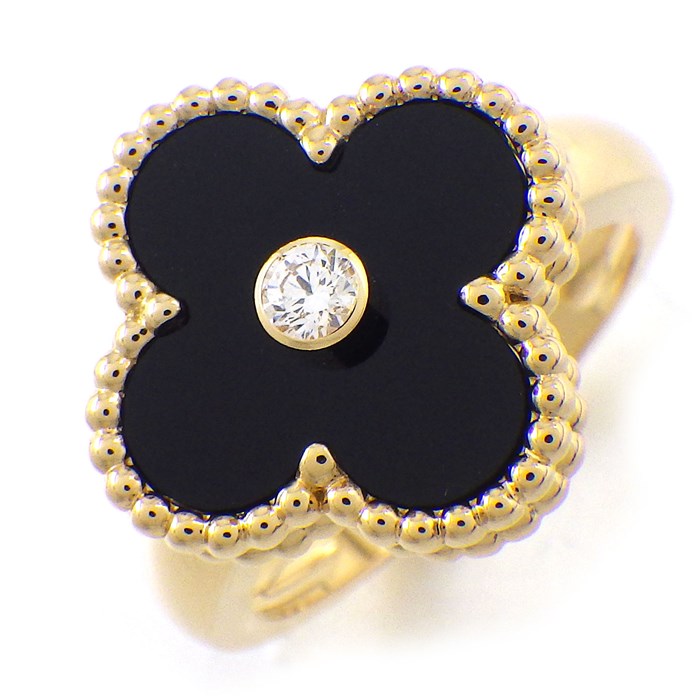 ヴァンクリーフ＆アーペル Van Cleef & Arpels リング ヴィンテージアルハンブラ VCARA41000 オニキス 1ポイント ダイヤモンド 0.05ct K18YG 12号 / #52 【中古】のサムネイル