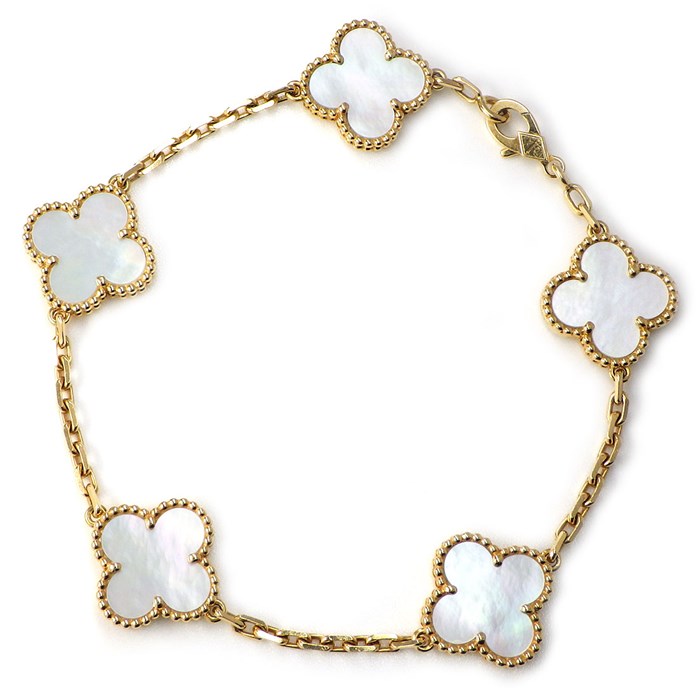 ヴァンクリーフ＆アーペル Van Cleef & Arpels ブレスレット ヴィンテージ アルハンブラ 5モチーフ VCARA41800 ホワイト シェル K18YG 【中古】のサムネイル