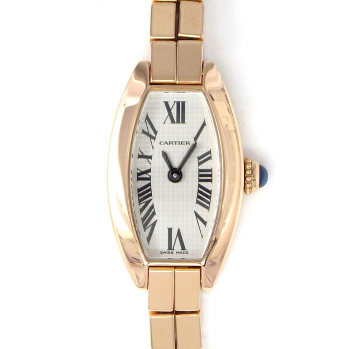 カルティエ Cartier 腕時計 ミニ トノー ラニエール W15372X5 ローマ数字インデックス ギョーシェ シルバー文字盤 スクエアリンクブレス K18PG クオーツアナログ 【中古】のサムネイル