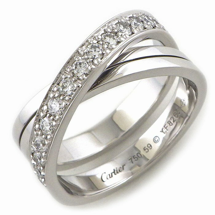 カルティエ Cartier リング エタンセル B4095800 2ロウ クロス ハーフ 19ポイント ダイヤモンド K18WG 18.5号 / #59 【中古】のサムネイル