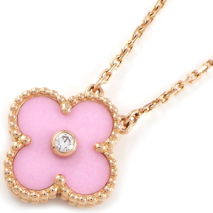 ヴァンクリーフ＆アーペル Van Cleef & Arpels ネックレス ヴィンテージ アルハンブラ 2015年クリスマス限定モデル ピンクセーブル 1ポイント ダイヤモンド K18PG 【中古】のサムネイル