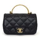 【最大3万円OFFクーポン★サマーセール】 シャネル CHANEL ハンドバッグ ショルダーバッグ トップハンドル AS4847 ブラック ラムスキン (羊革)...