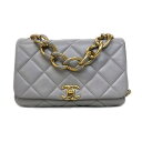 シャネル CHANEL ハンドバッグ ショルダーバッグ メティエダールコレクション AS3367 ミニ ハンドルチェーン グレー ラムスキン ゴールド金具 【中...