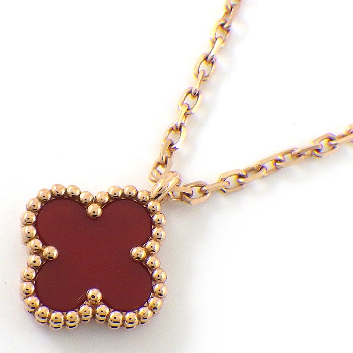 【最大3万円OFF★サマーセール＆10日限定P3倍】 ヴァンクリーフ＆アーペル Van Cleef & Arpels ネックレス スウィート アルハンブラ VCARN59M00 カーネリアン K18PG 【箱・保付き】 【中古】のサムネイル