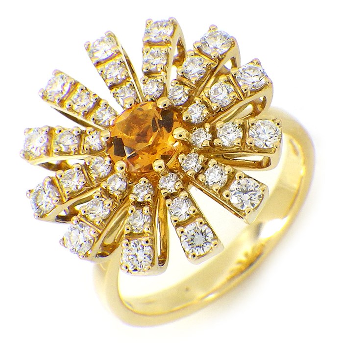 【25日★クーポンで最大3％OFF＆P3倍★毎月開催★当店限定】 ダミアーニ DAMIANI リング マルゲリータ 20072770 フラワー 1ポイント シトリン パヴェ ダイヤモンド K18YG 8.5号 【箱・保付き】 【中古】のサムネイル