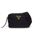 【ゴールデンセール★P2倍&対象品2%OFFクーポン】 プラダ PRADA ショルダーバッグ 1BH089 ブラック ナイロン サフィアーノレザー (牛革) 【...