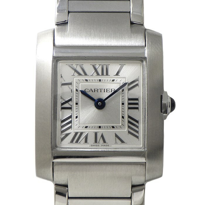 カルティエ Cartier 腕時計 タンク フランセーズ SM WSTA0065 スクエア シルバーサンレイ文字盤 ローマ数字インデックス SS クオーツアナログ 【箱・保付き】 【中古】