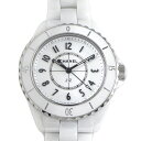 【最大3万円OFFクーポン★サマーセール】 シャネル CHANEL 腕時計 J12 H5698 ホワイト文字盤 セラミック SS クオーツアナログ 【箱・保付き...
