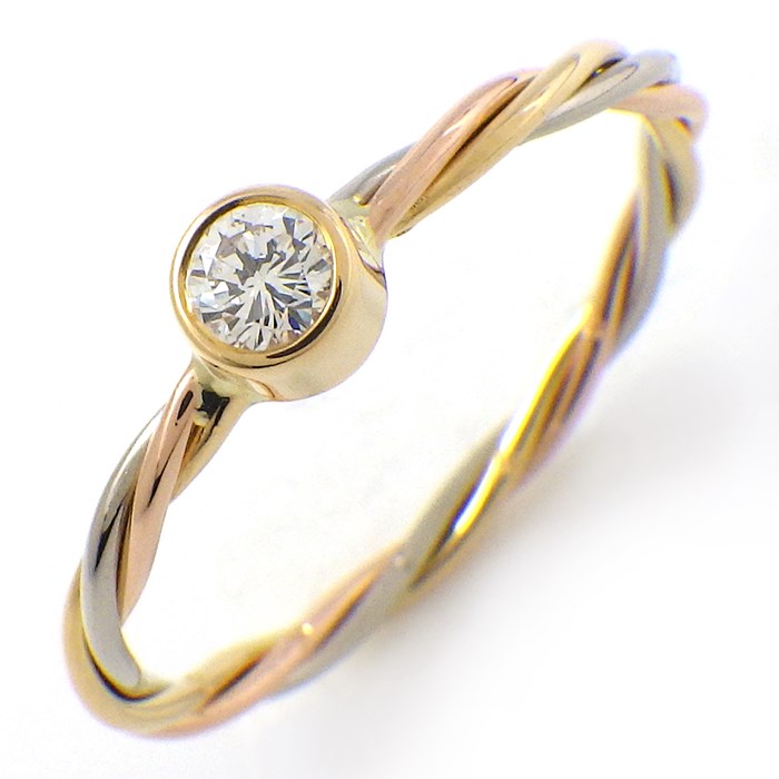 【最大1万円OFF＆P2倍★スプリングセール】 カルティエ Cartier リング トリニティ ツイスト スリーカラー 1ポイント ダイヤモンド K18PG K18WG K18YG 12号 / #52 【中古】のサムネイル