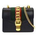 【ゴールデンセール★P2倍&対象品2%OFFクーポン】 グッチ GUCCI ショルダーバッグ シルヴィ ミニ 431666 ブラック レザー 【中古】