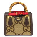 【最大3万円OFFクーポン配布中】 グッチ GUCCI ハンドバッグ ショルダーバッグ ダイアナ スモール 655661 キャメル エボニー ジャンボGGキャンバス レザー 【中古】