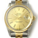 【最大3万円OFFクーポン★サマーセール】 ロレックス Rolex 腕時計 デイトジャスト 16233 E番 1990年 サンレイ シャンパンゴールド文字盤 デ...