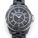 【最大3万円OFFクーポン★サマーセール】 シャネル CHANEL 腕時計 J12 H5697 デイト 裏スケ 回転ベゼル ブラック文字盤 SS ブラック セラ...